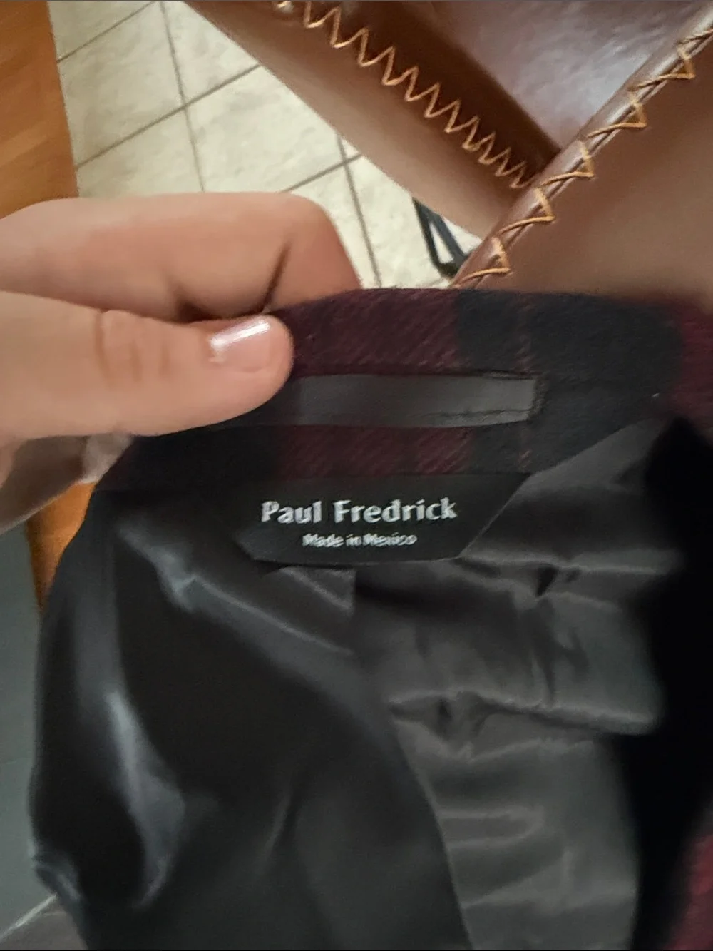 Paul Fredrick Red and Black Plaid Dress Coat worn Once